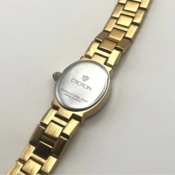 Croton Gold Tone Womens Bracelet Watch with Crystal Accents 6.5" New Battery - Picture 9 of 12
